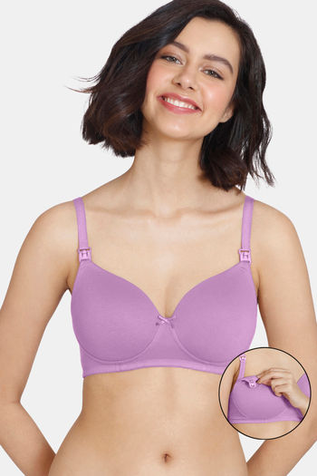Buy Zivame Maternity Padded Non Wired 3/4Th Coverage Maternity / Nursing Bra - Violet Tulle